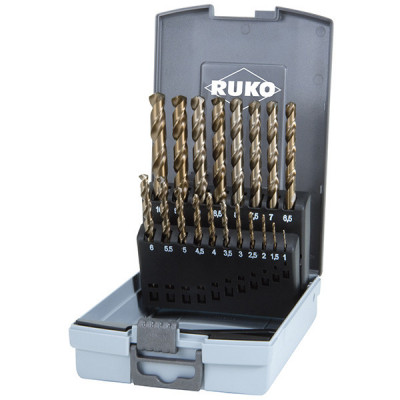 Set burghie elicoidale DIN 338 tip VA HSSE-Co 5 in cutie de plastic 19 bc. RUKO 215214RO HardWork ToolsRange foto