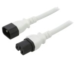 Cablu IEC C14 tată la IEC C15 mamă, 1m, 3x14AWG, alb, 15A 250V