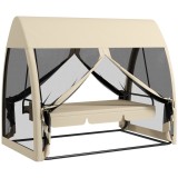 Outsunny Balansoar de Grădină 2-&icirc;n-1 Convertibil &icirc;n Pat cu Perne, Husă și Plasă de Ț&acirc;nțari, 240x140x197 cm, Gri | Aosom Romania