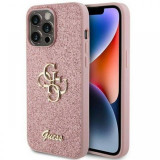 Guess Husa Fixed Glitter 4G Metal Logo iPhone 15 Pro Roz