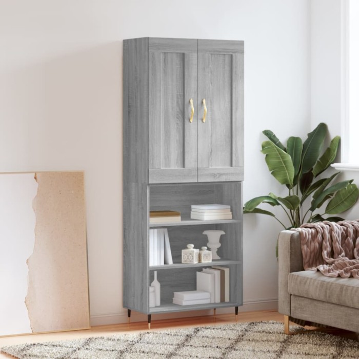 vidaXL Dulap &icirc;nalt, gri sonoma, 69,5x34x180 cm, lemn compozit