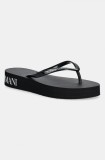 Emporio Armani Underwear slapi femei, culoarea negru, cu platforma, XVQS09 XN118 00002