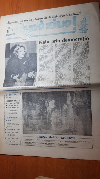ziarul buna ziua 26 februarie 1990 anul 1,nr.2-istoria bacnotelor romanesti
