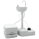 vidaXL Toaletă de Camping Corp Gri + Capac Alb + Gri Cool NA NA NA