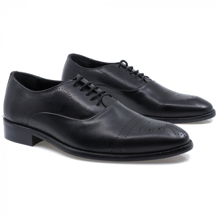 Pantofi Barbati, Nev-850, Elegant, Piele Naturala, Negru