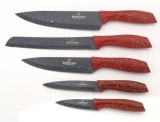 Cumpara ieftin Set de cutite 6 piese bohmann, stant rotund, acoperire Marmura-Rosu