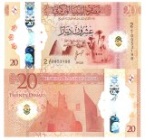 Libia 20 Dinar 2025 P-87 Bancnota Polimer UNC