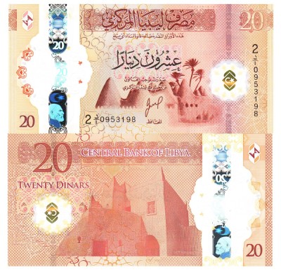 Libia 20 Dinar 2025 P-87 Polimer UNC foto