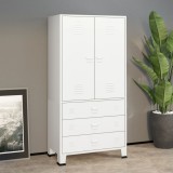 Șifonier industrial metalic vidaXL, alb, 90x50x180 cm, 2 rafturi, cuier, suport etichete, ventilatie