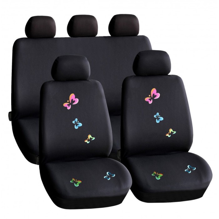 Huse universale pentru scaune auto, 9 piese, model fluturi