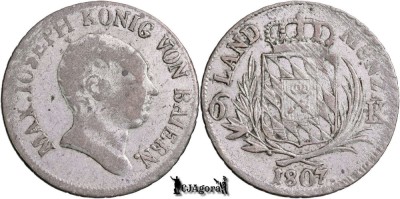 1807, 6 Kreuzer - Maximilian I Iosif - Regatul Bavariei | KM 686 foto