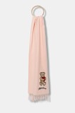 Moschino eșarfă de l&acirc;nă culoarea roz, cu imprimeu, M3330 30835