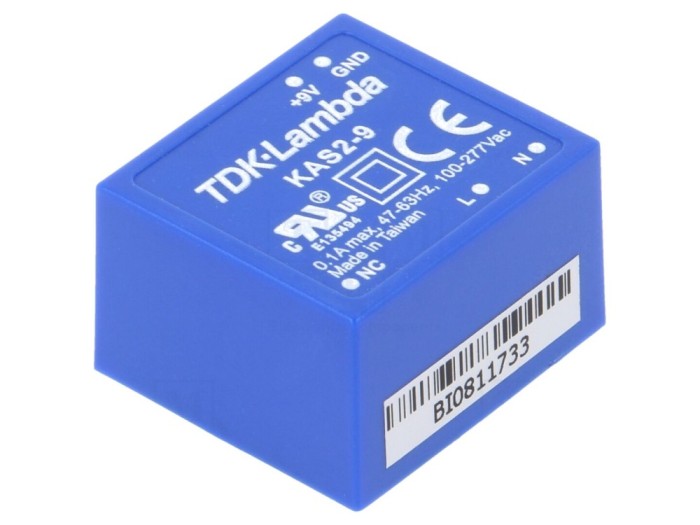 Convertor AC/DC 2W 9V, montare THT