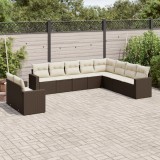 Gossi set canapele de gradina cu perne, 10 piese, maro, poliratan
