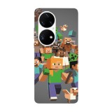 Husa compatibila cu Huawei Nova Y70 model Minecraft Characters, Silicon, TPU, Viceversa, Transparent, Carcasa