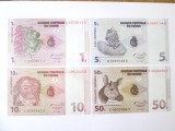 Congo(Republica Democrata) lot 4 bancnote 1997 UNC:1 Centime,5+10+50 Centimes,produsele din imagini