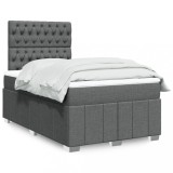 Cumpara ieftin Gossi pat box spring cu saltea, gri inchis, 120x190 cm, textil