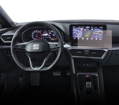 Folie Protectie Navigatie Seat Leon 5 doors 2020+, Duragon, protectie Display Navigatie, silicon Transparent, Anti-zgarieturi, kit instalare foto