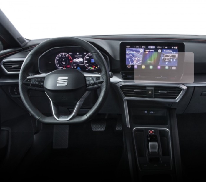 Folie Protectie Navigatie Seat Leon 5 doors 2020+, Duragon, protectie Display Navigatie, silicon Transparent, Anti-zgarieturi, kit instalare