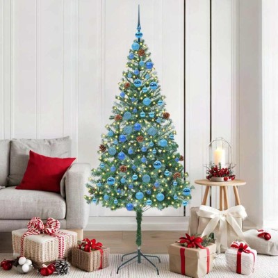 vidaXL Brad de Crăciun artificial cu 300 LED Verde 180 cm PVC și Oțel 3396721 foto