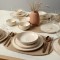 Keramika Set de vesela - Taupe Bloom Nordıc - 24 bucăți - 6 persoane - Stoneware
