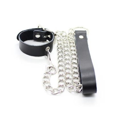 Zgarda Piele cu Lant Bondage Fetish Art# foto