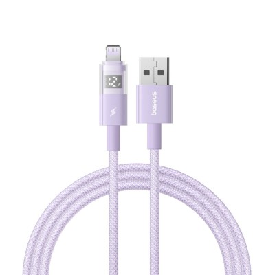 Baseus - Data Cable Display 2 (P10382700511-01) - USB to Lightning, Fast Charging, Digital Display, 2.4A, 2m - Nebula Purple foto