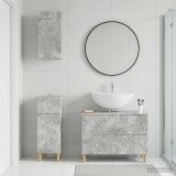 Cumpara ieftin Set de cabinet pentru baie cu 3 piese DELFT Gri Beton