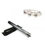Set baston telescopic din otel, argintiu, 64 cm si box craniu argintiu