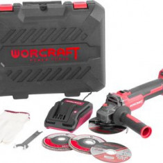 Worcraft CAG-S20LiBH 115 mm, în carcasă, cu acumulator și încărcător, polizor unghiular, 20V, 1x Li-ion, fără carbon