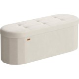 Taburet pliabil oval cu spatiu de depozitare 110 L, catifea bej