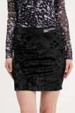 Karl Lagerfeld Jeans fustă de catifea culoarea negru, mini, drept, A4W12003