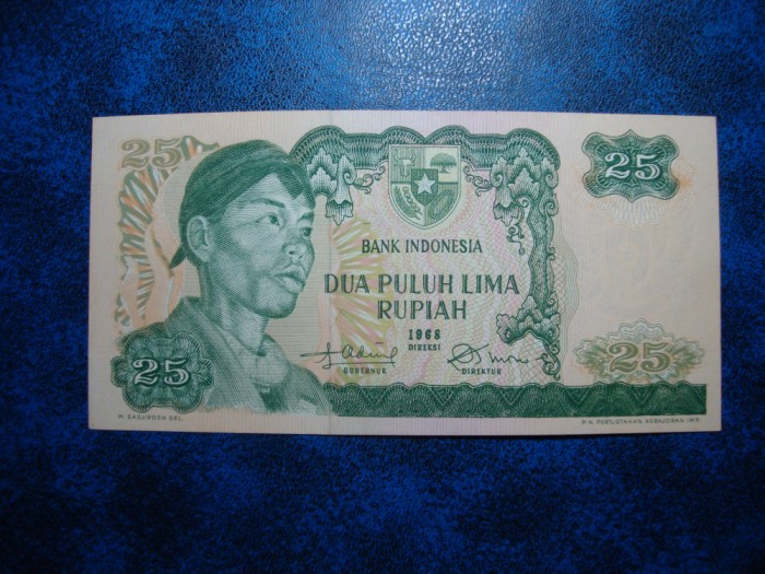 INDONEZIA 25 RUPII 1968 UNC