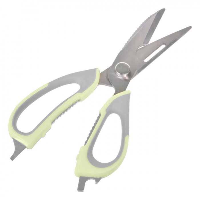 Foarfece Bucătărie, Model Multifuncțional, Oțel Inoxidabil, M&acirc;nere Plastic Verde Deschis