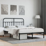 VidaXL Cadru de pat metalic cu tăblie, negru, 150x200 cm