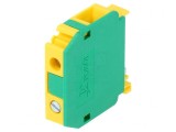 Conector Șine 0.5-6mm2 1 Pistă 2 Borne Galben-Verde