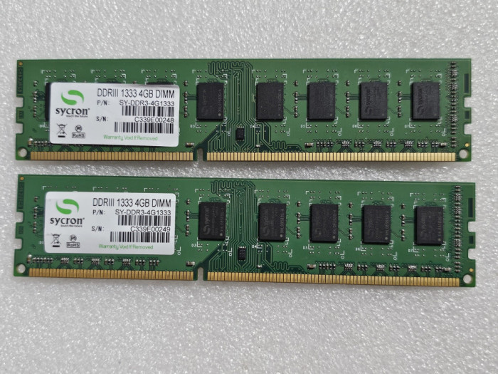 Kit memorie RAM desktop Sycron 8GB (2 x 4GB) DDR3 1333MHz SY-DDR3-4G1333