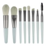 Mini set portabil 8 pensule de machiaj verzi, flippy