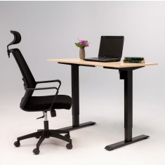 Birou reglaj electric IntelliFlex 2 motoare, controler digital cu memorie, sistem anticoliziune, cadru negru, blat crem 140x70 cm, nou