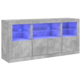 Cumpara ieftin Servanta cu lumini LED, gri beton, 142,5x37x67 cm