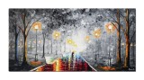 Cumpara ieftin Tablou indragostiti pictat manual living, dormitor, Impreuna spre viitor, 120x60cm ulei pe panza in relief