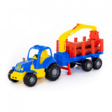 Cumpara ieftin Tractor cu remorca + lemne - Hardy, 47x13x20 cm, 5-7 ani, 3-5 ani, Băieți
