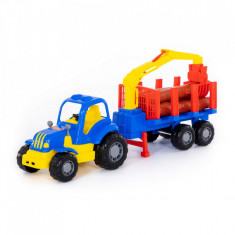 Tractor cu remorca + lemne - Hardy, 47x13x20 cm, 5-7 ani, 3-5 ani, Băieți