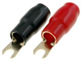 Terminal Furcă Izolat Aurit M4 16mm2 Negru Roșu