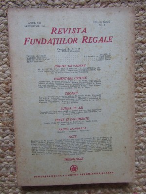 Revista Fundatiilor Regale - Anul XII SEPTEMBRIE 1945 Nr. 1 foto