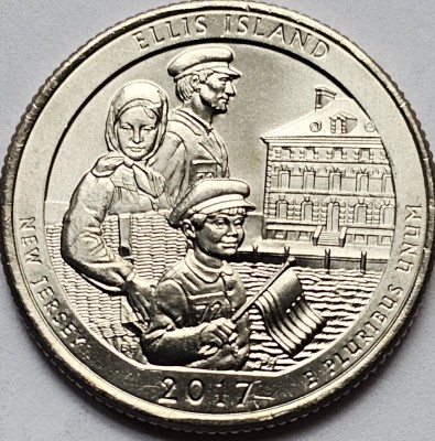 25 cents / quarter 2017 USA, New Jersey, Ellis Island, unc, litera P foto