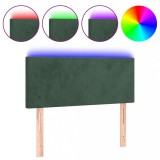 Cumpara ieftin Tablie de pat cu LED, verde inchis, 80x5x78/88 cm, catifea