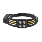 Lanterna de cap LED profesionala CRISTALIS SALE&trade; cu 6 benzi LED COB si 4 XPE, Acumulator de 1200mAh, Rezistenta la apa, Senzor miscare, Ideala pentru