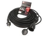 Prelungitor alimentare KEL 3x2,5mm2 25m 16A cu 1 priză negru