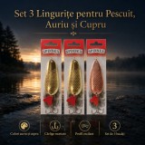 Set 3 Lingurițe pentru Pescuit, Auriu și Cupru